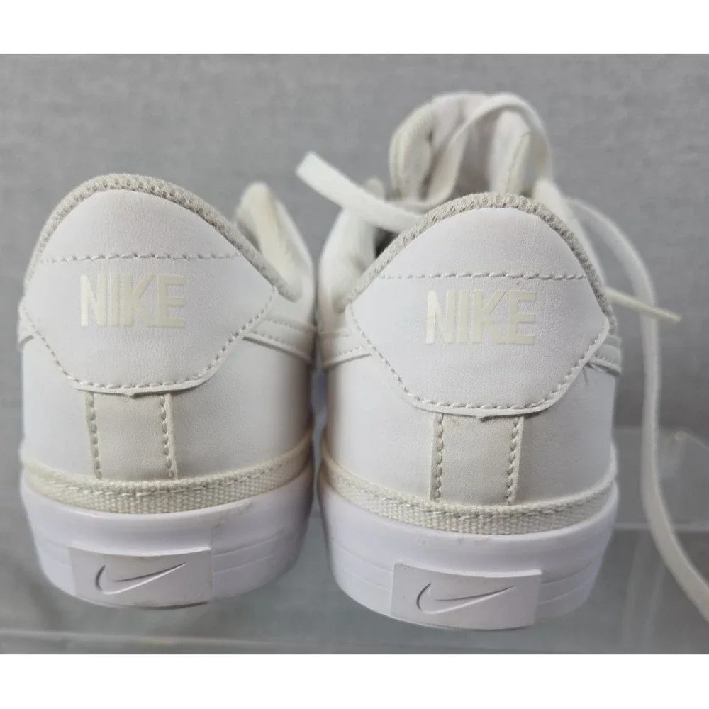 Nike Court Legacy Boys Size 5Y Sneakers Triple White‎ Leather Low Top NEW